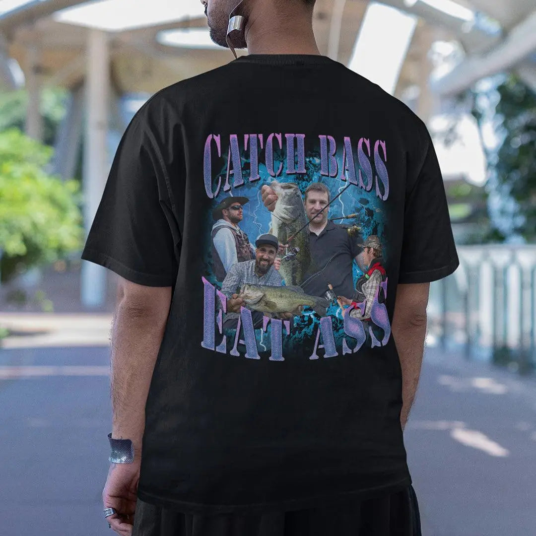 Catch Bass Eat Ass t-shirt (backprint) - Orbital Clothing