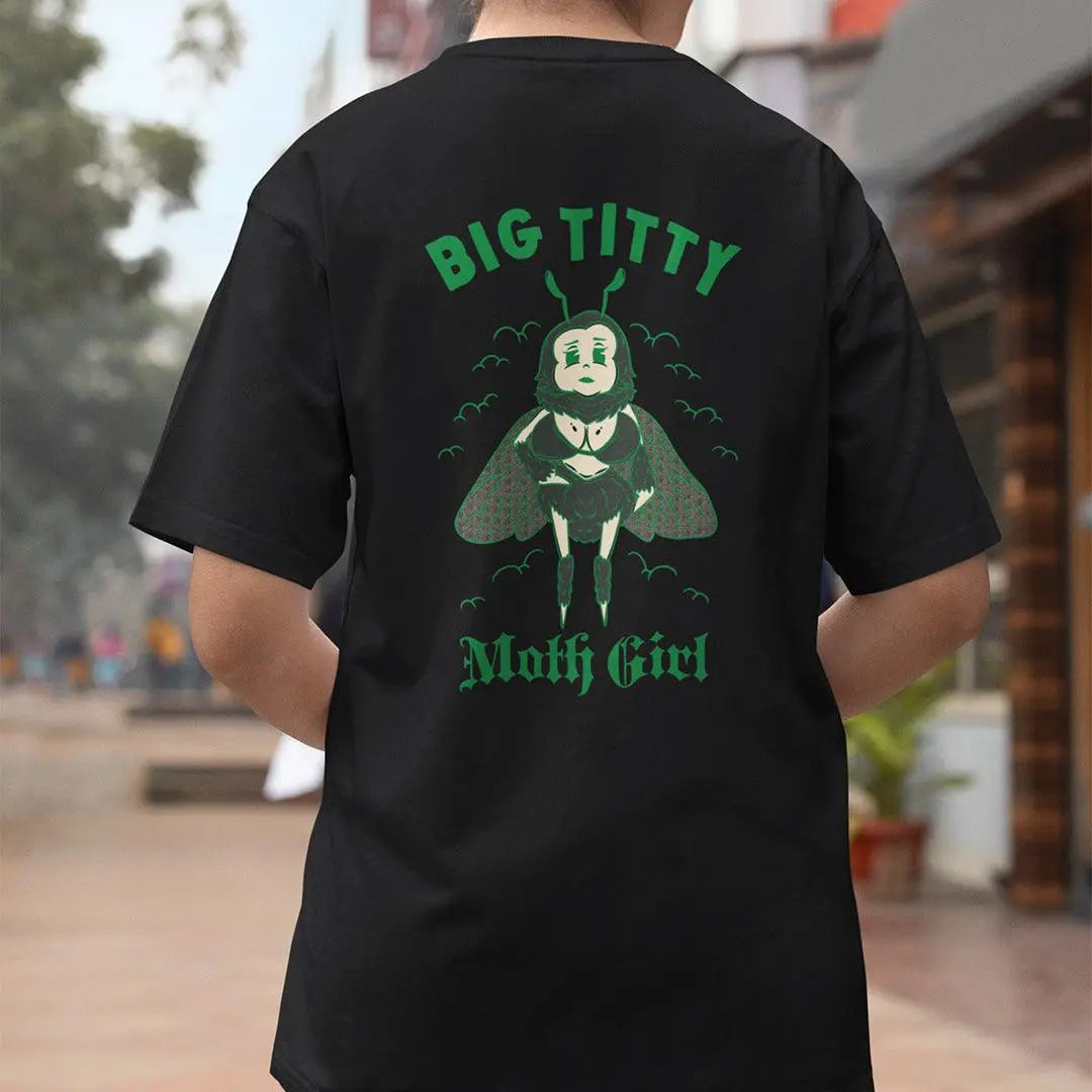 Big Titty Moth Girl t-shirt (backprint) - Orbital Clothing