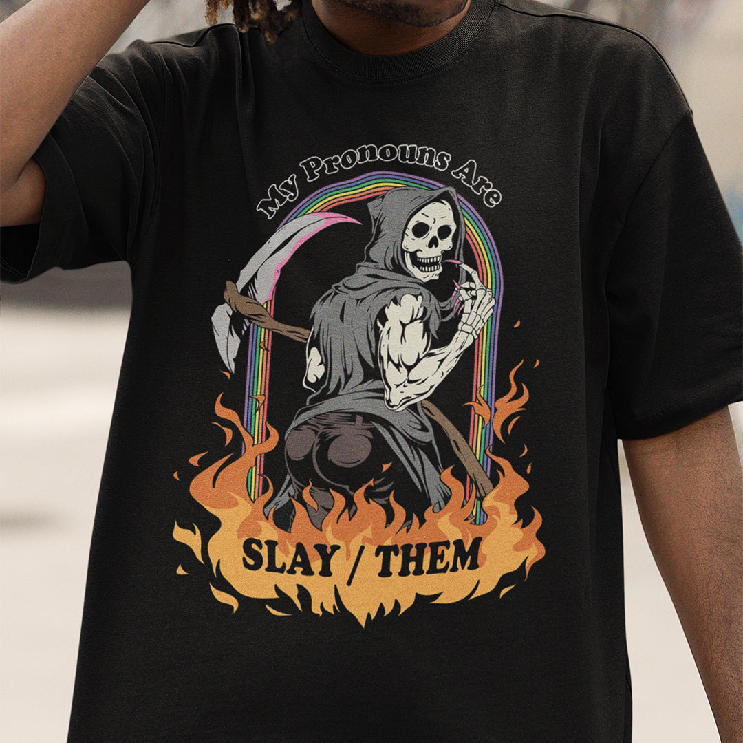 My Pronouns are Slay / Them Cartoon t-shirt