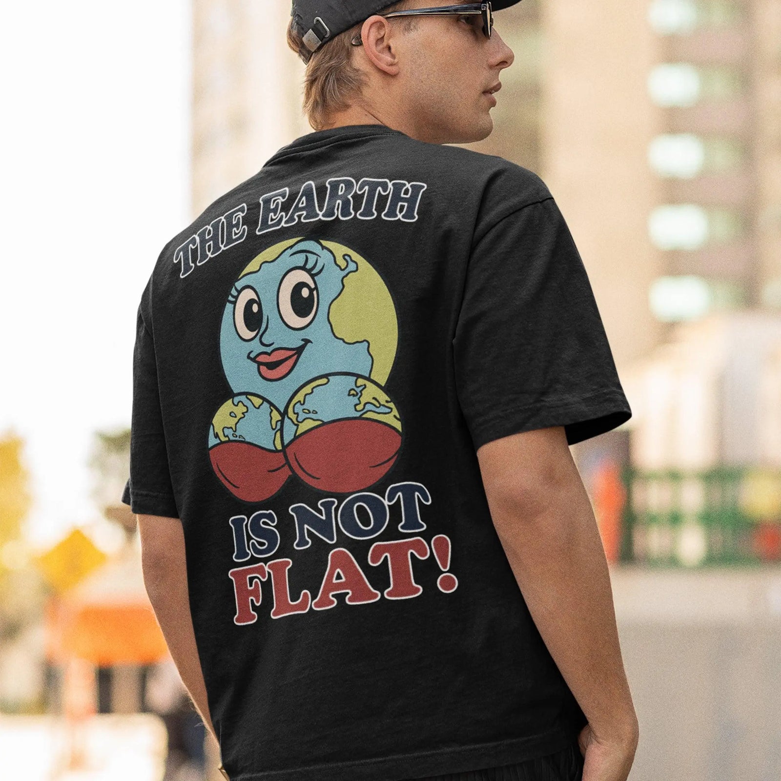 The Earth is not flat T-Shirt (backprint) - Orbital Clothing
