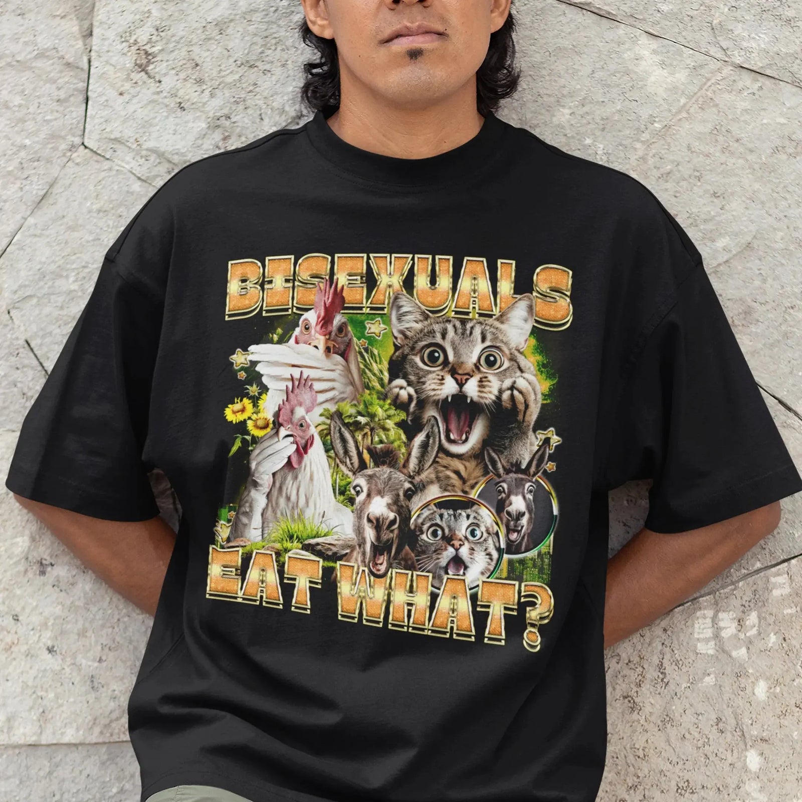 Bisexuals Eat What? (vintage style) T-Shirt - Orbital Clothing