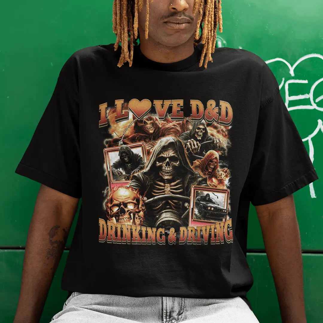 I love D&D Drinking & Driving t-shirt - Orbital Clothing