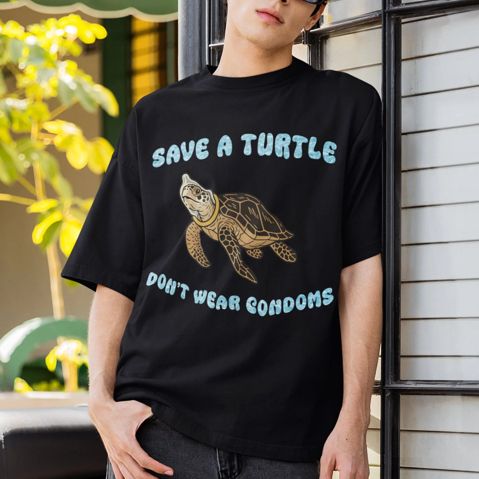 Save a turtle don't wear condoms T-Shirt Orbital Clothing