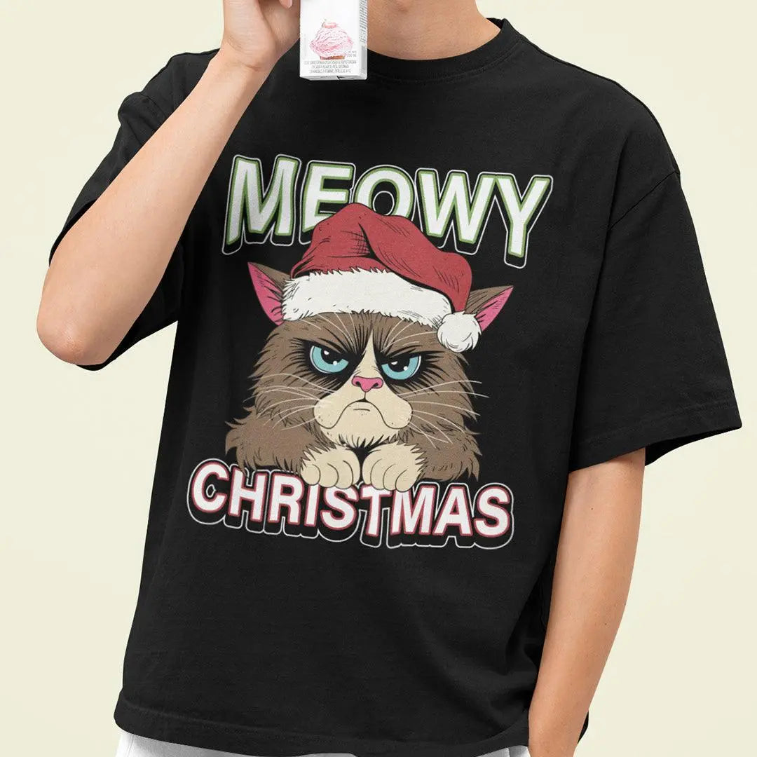 Meowy Christmas T-Shirt - Orbital Clothing