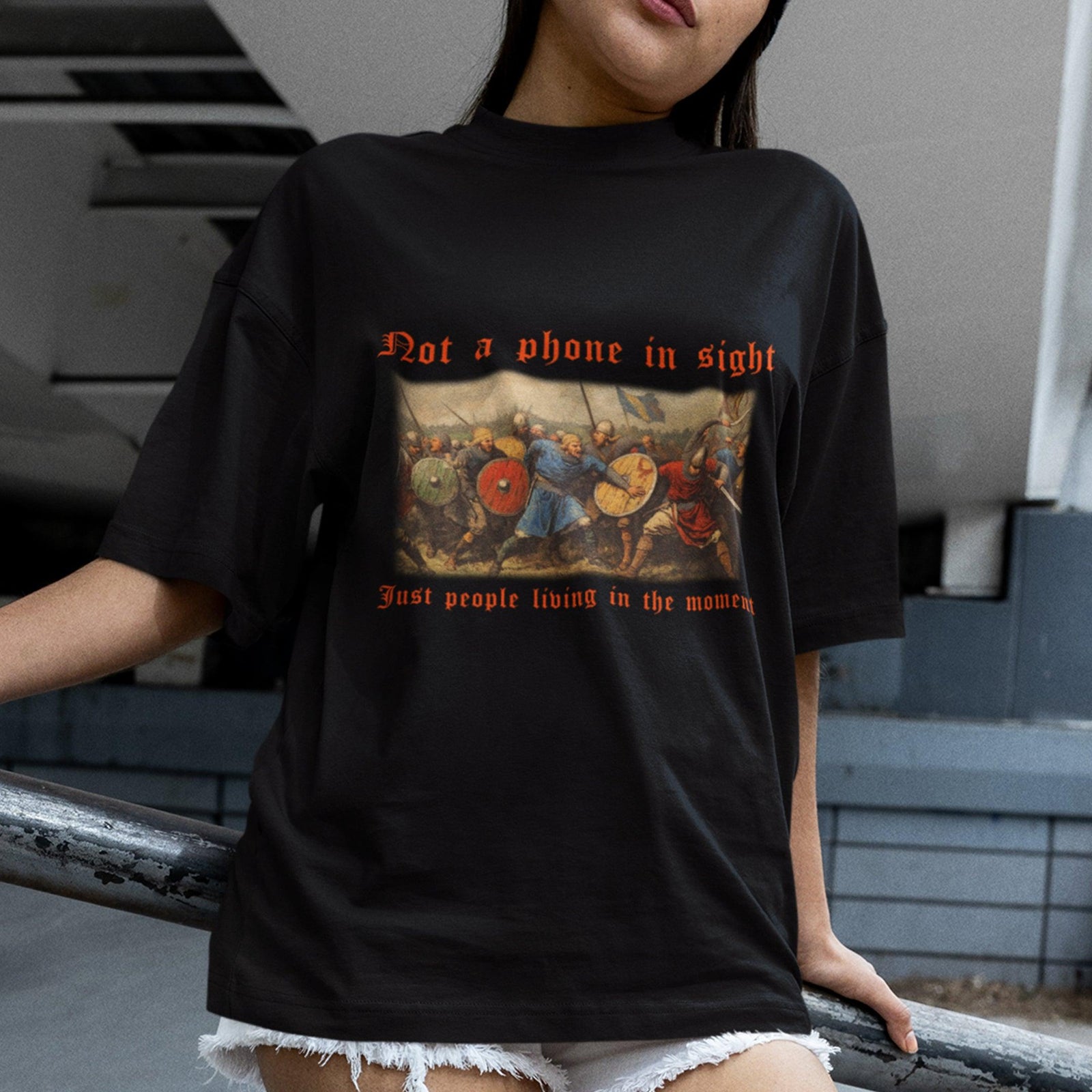Not a phone in sight just people living in the moment T-Shirt - Orbital Clothing