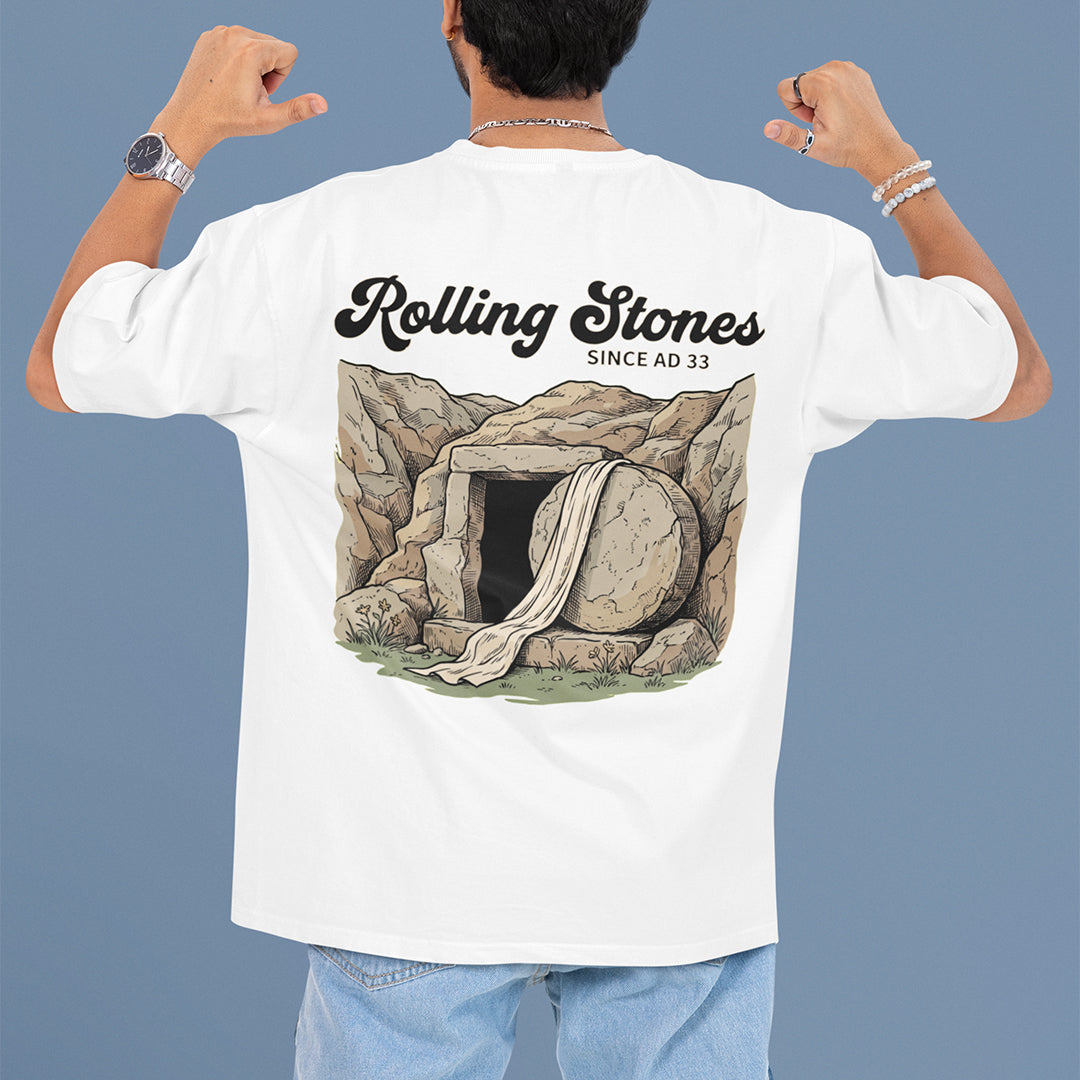 Rolling Stones since AD 33 (Jesus Resurrection) T-Shirt (backprint) Orbital Clothing