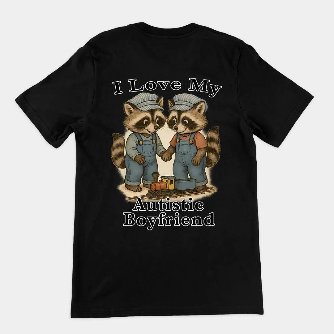I Love my Autistic Boyfriend T-Shirt (backprint) - Orbital Clothing