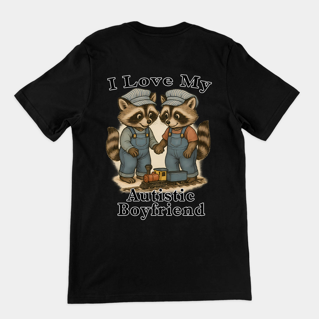 I Love my Autistic Boyfriend T-Shirt (backprint)