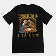 T-Shirt mit dem Aufdruck „Abstinenz ist zu 99,99 % wirksam“ (Rückenaufdruck)