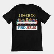 Ik moet Jezus vinden (Waar is Wally) T-shirt (achterkant)