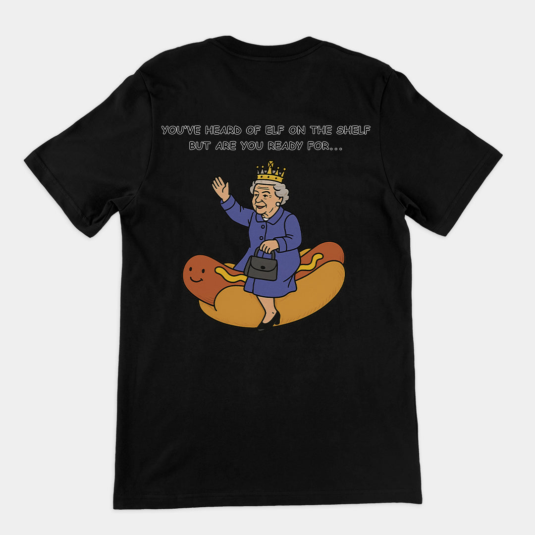 You've heard of elf on the shelf but are you ready for Lizzy on the Glizzy T-Shirt (backprint) Orbital Clothing