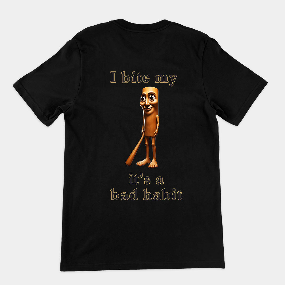 I bit my Tung it's a bad habit T-Shirt (backprint) Orbital Clothing