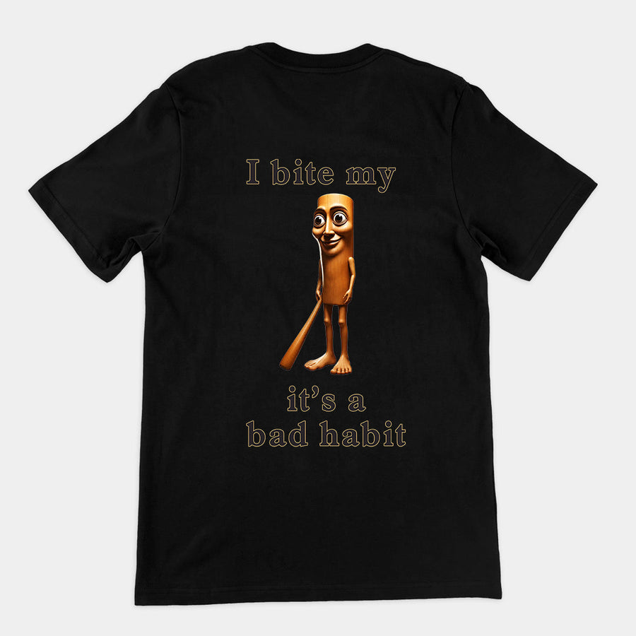 I bit my Tung it's a bad habit T-Shirt (backprint) Orbital Clothing
