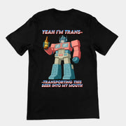 Ja, ich transportiere dieses Bier in meinen Mund – T-Shirt (Rückenaufdruck)
