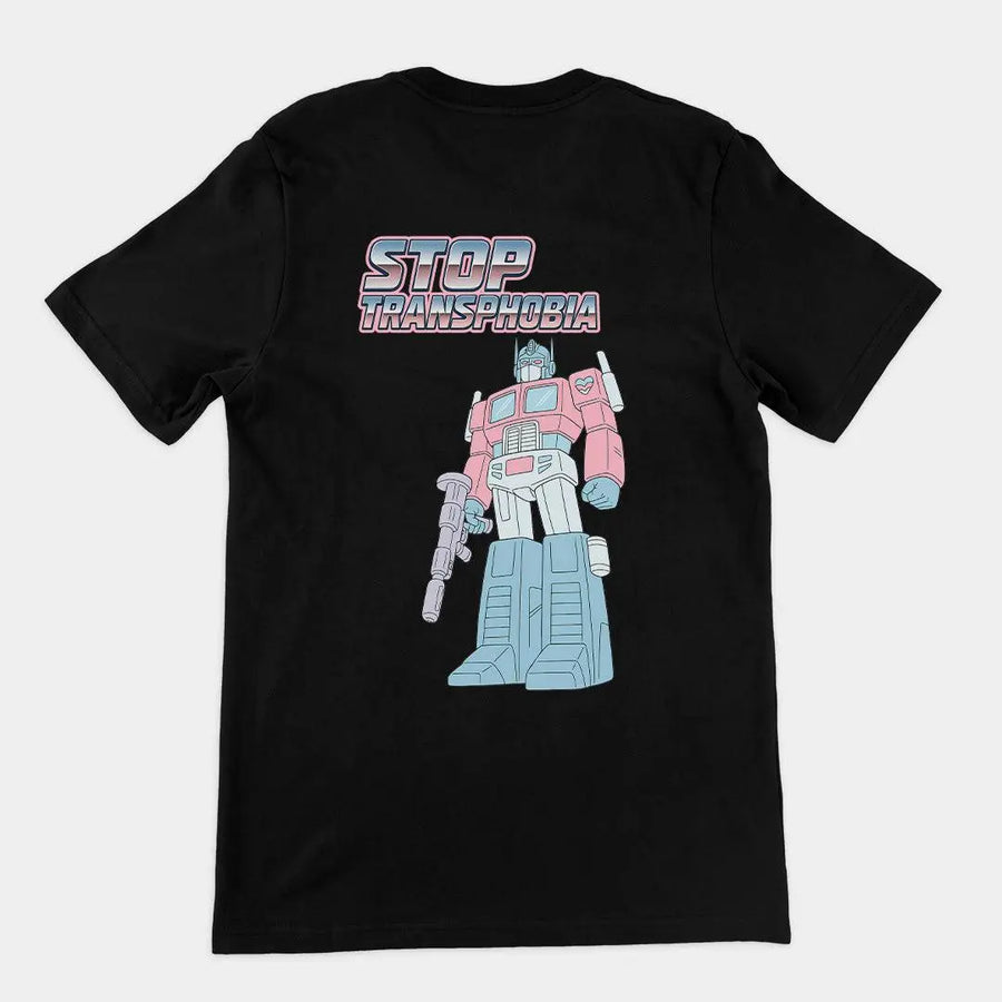 Stop Transphobia T-Shirt (backprint) - Orbital Clothing