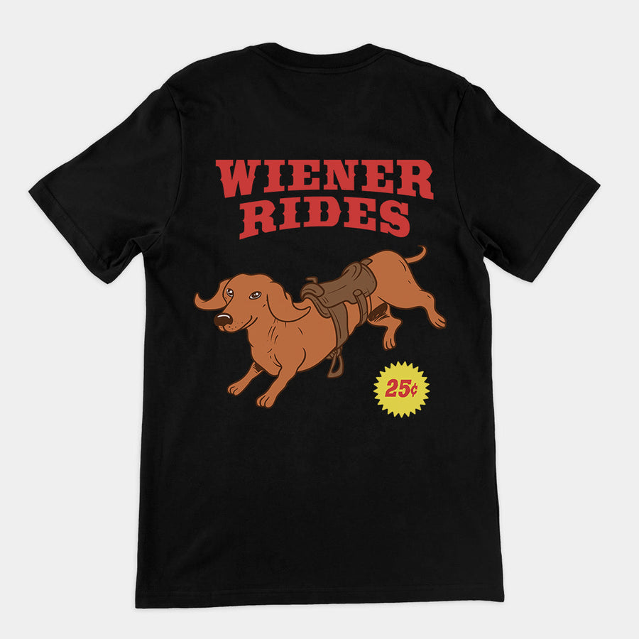 Wiener Rides T-Shirt (backprint) Orbital Clothing