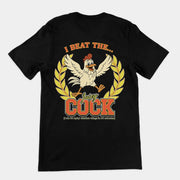 Ik heb de sappige pik verslagen (ik heb 50 pittige kippenvleugels in 30 minuten gegeten) T-shirt (achterkant)