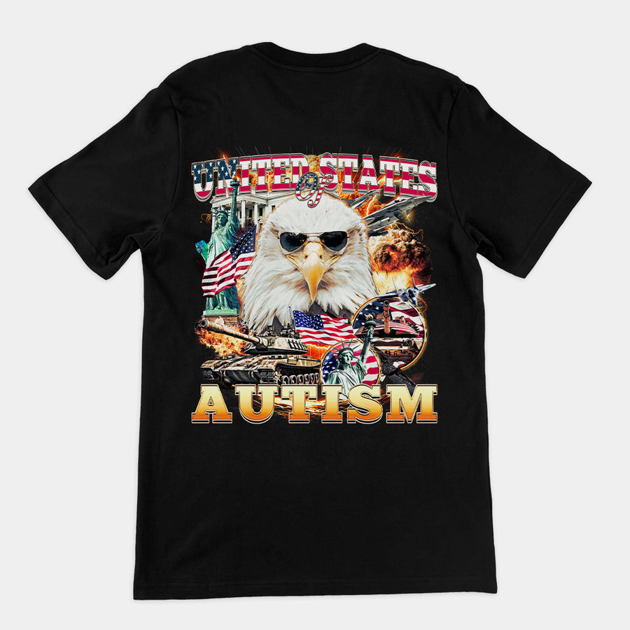 United States of Autism T-Shirt (backprint) Orbital Clothing