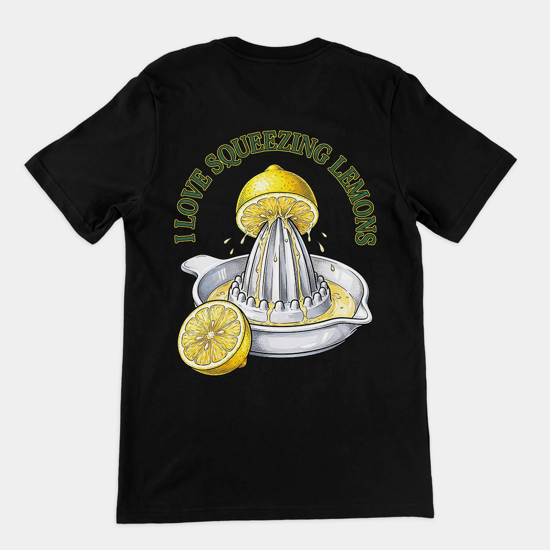 I love squeezing lemons T-Shirt (backprint) Orbital Clothing