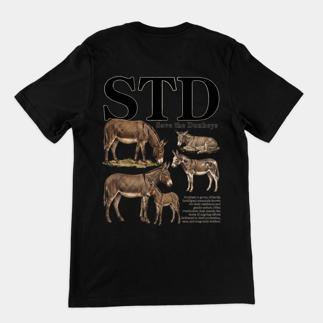 STD (save the donkeys) T-Shirt (backprint) Orbital Clothing