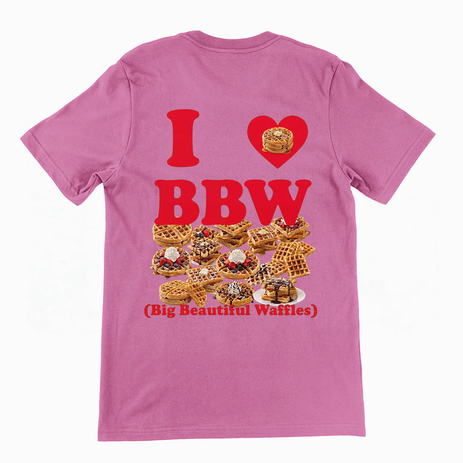 I love BBW (Big Beautiful Waffles) T-Shirt (backprint) Orbital Clothing