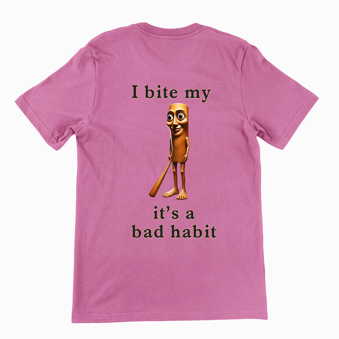 I bit my Tung it's a bad habit T-Shirt (backprint) Orbital Clothing