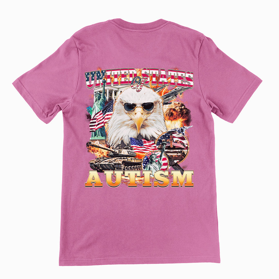 United States of Autism T-Shirt (backprint) Orbital Clothing