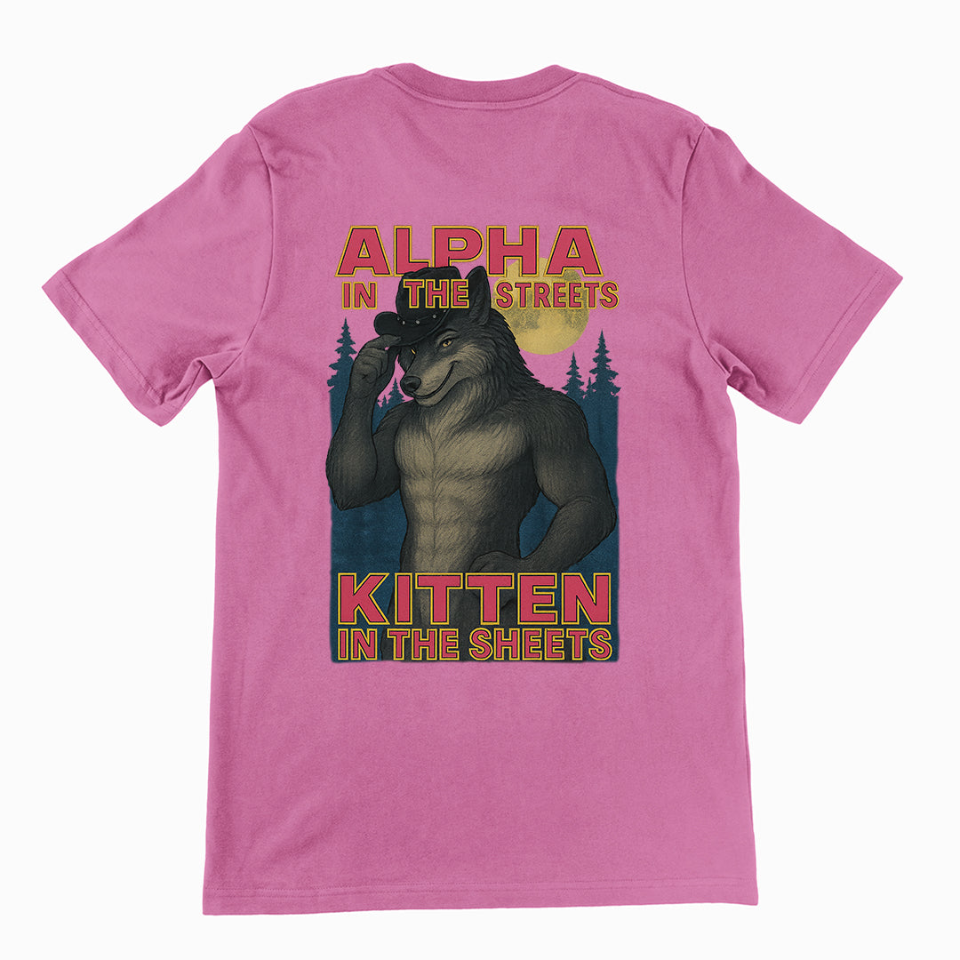 Alpha in the Streets Kitten in the Sheets T-Shirt (backprint)