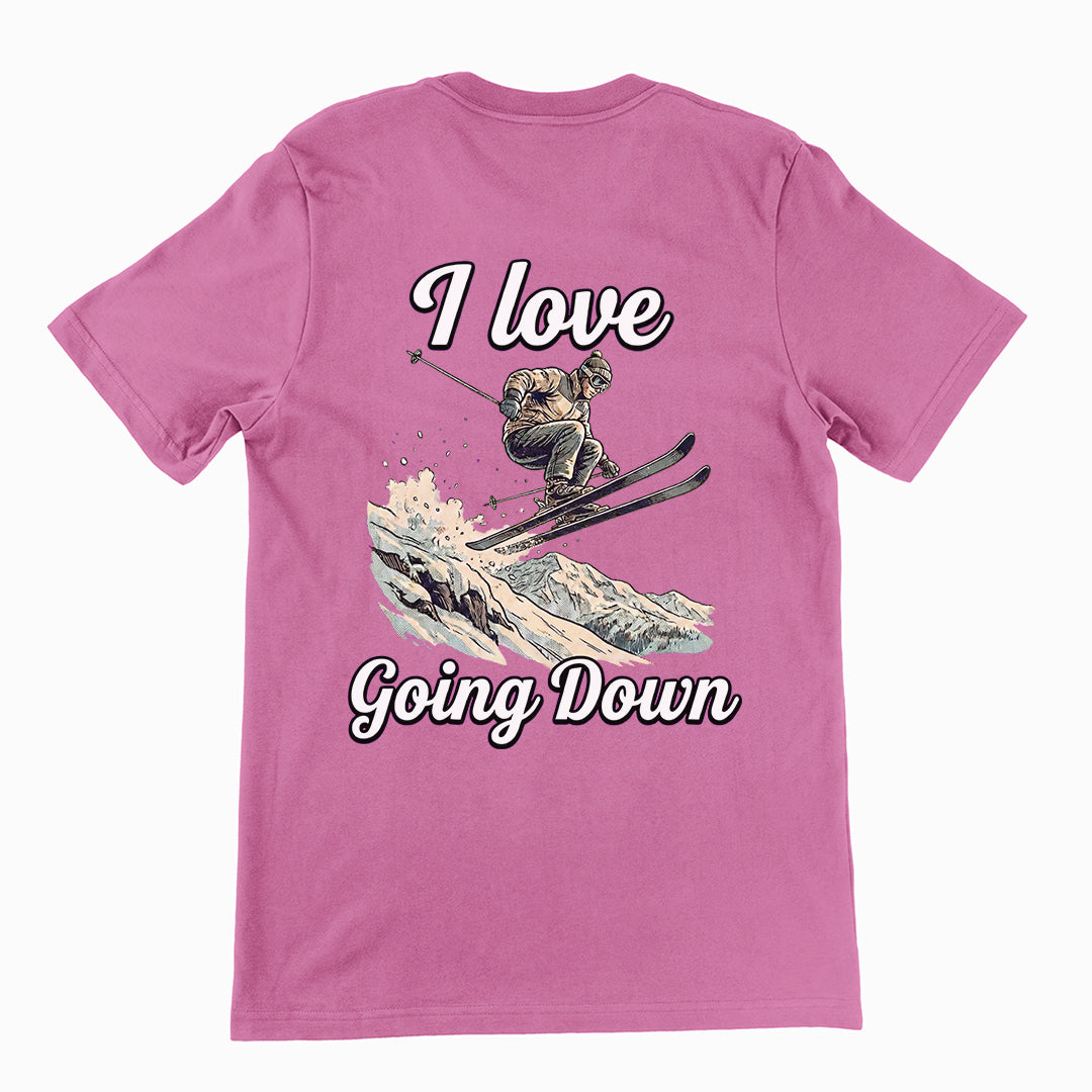 I love going down (skiing) T-Shirt (backprint) Orbital Clothing