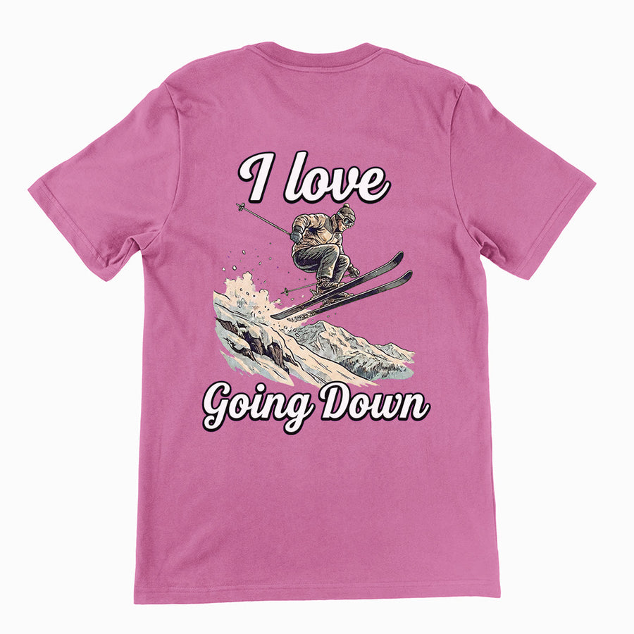 I love going down (skiing) T-Shirt (backprint) Orbital Clothing