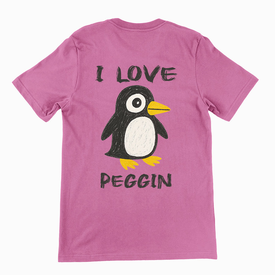 I love Pegging (Penguin) T-Shirt (backprint) Orbital Clothing
