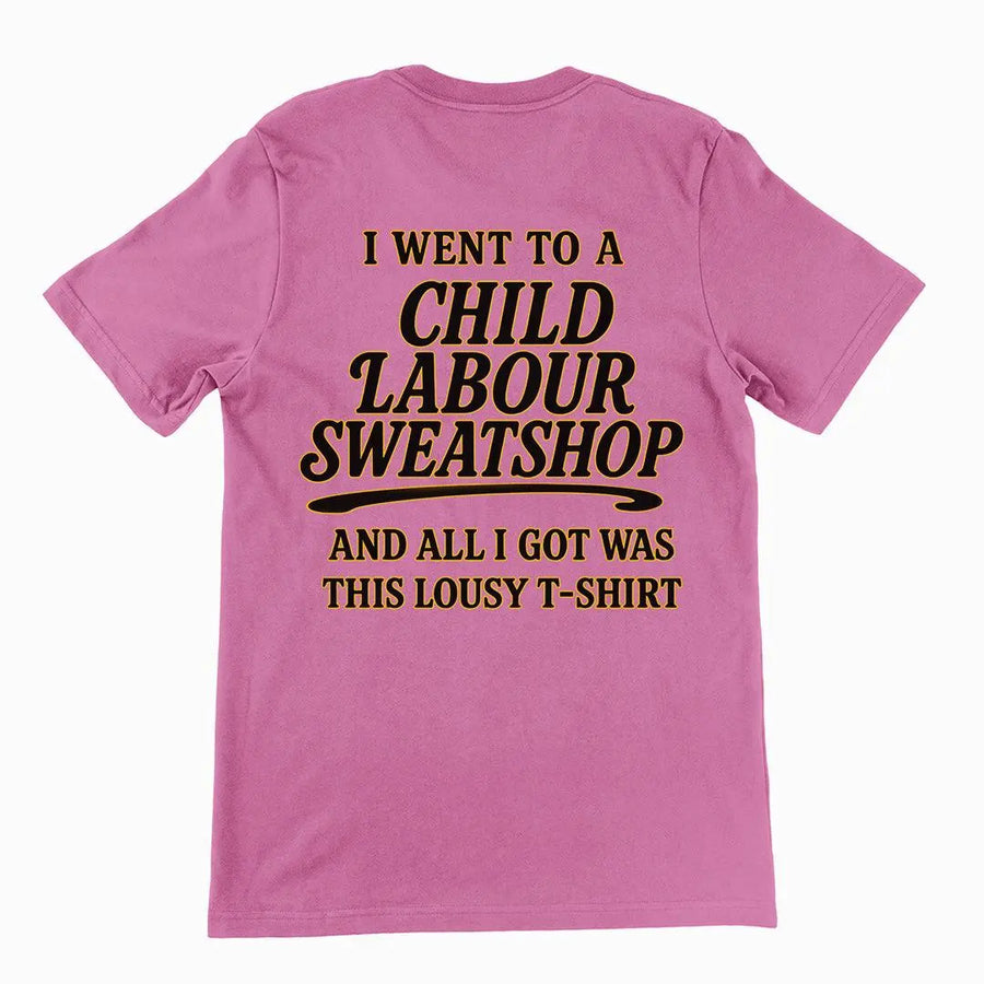I went to a Child Labour Sweatshop and all I got was this lousy t-shirt T-Shirt (backprint) - Orbital Clothing