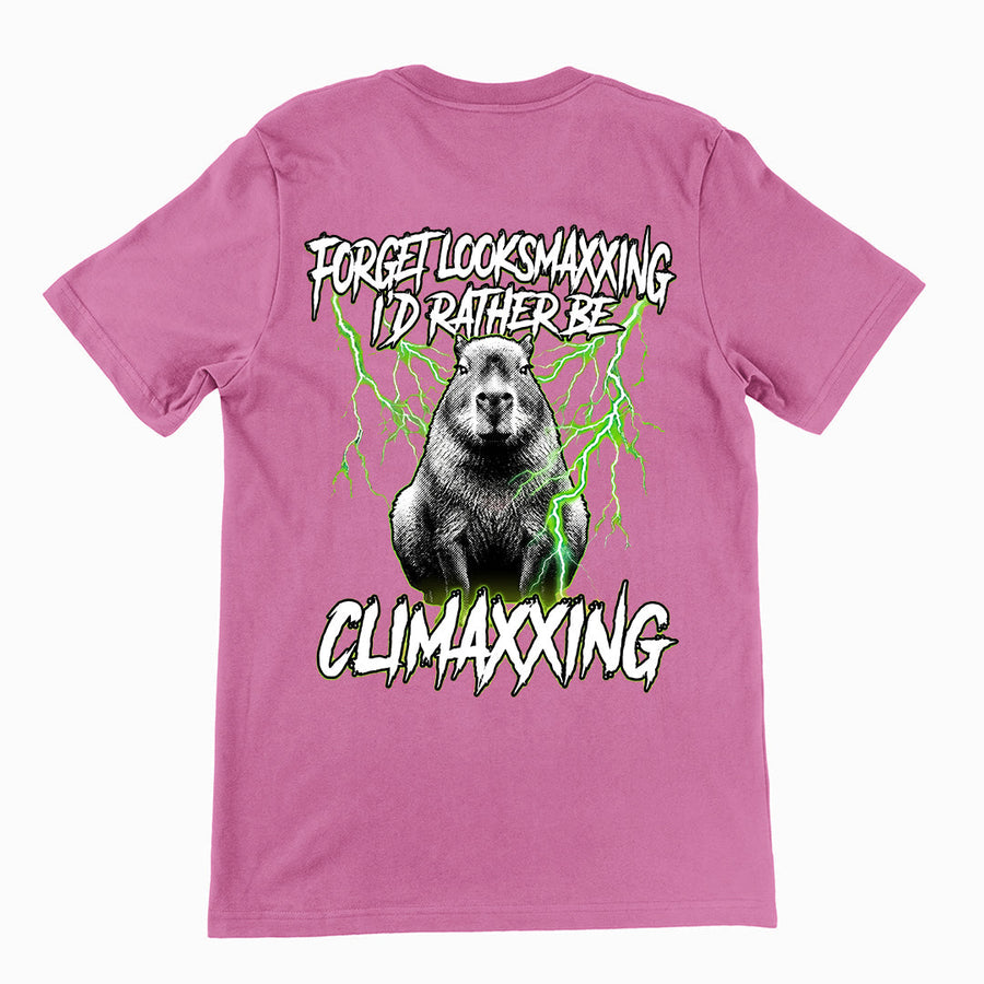 Forget Looksmaxxing I'd rather be Climaxxing T-Shirt (backprint) Orbital Clothing