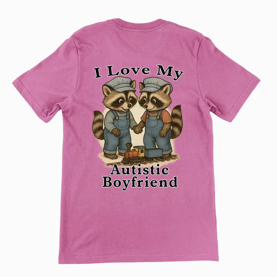 I Love my Autistic Boyfriend T-Shirt (backprint) - Orbital Clothing