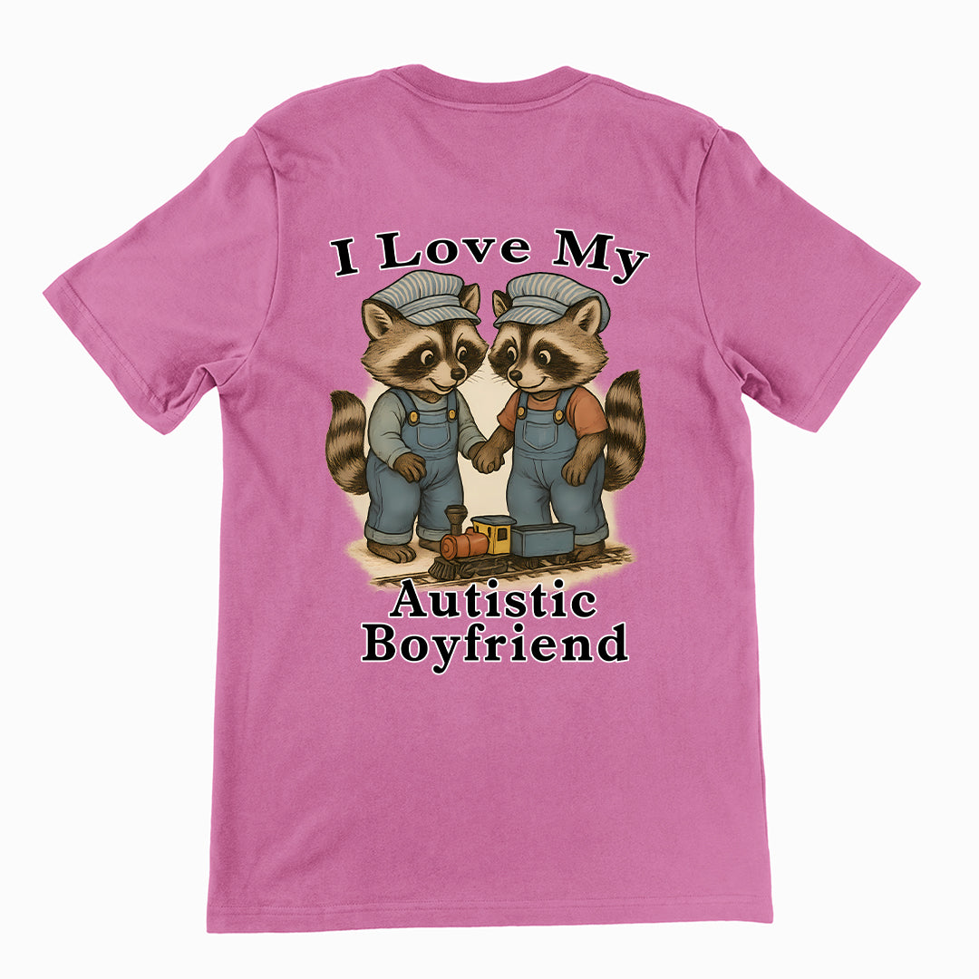 I Love my Autistic Boyfriend T-Shirt (backprint)