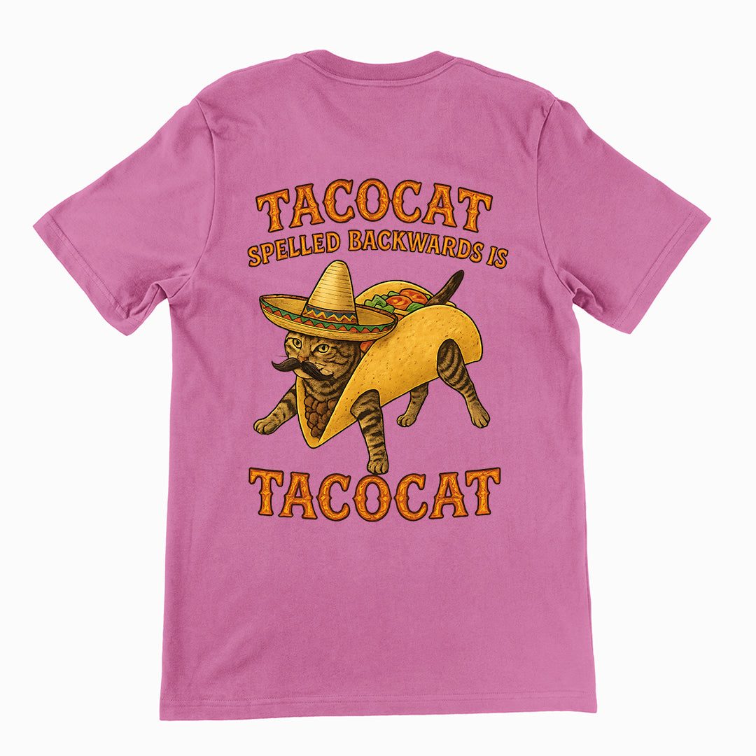 Tacocat spelled backwards is tacocat T-Shirt (backprint)