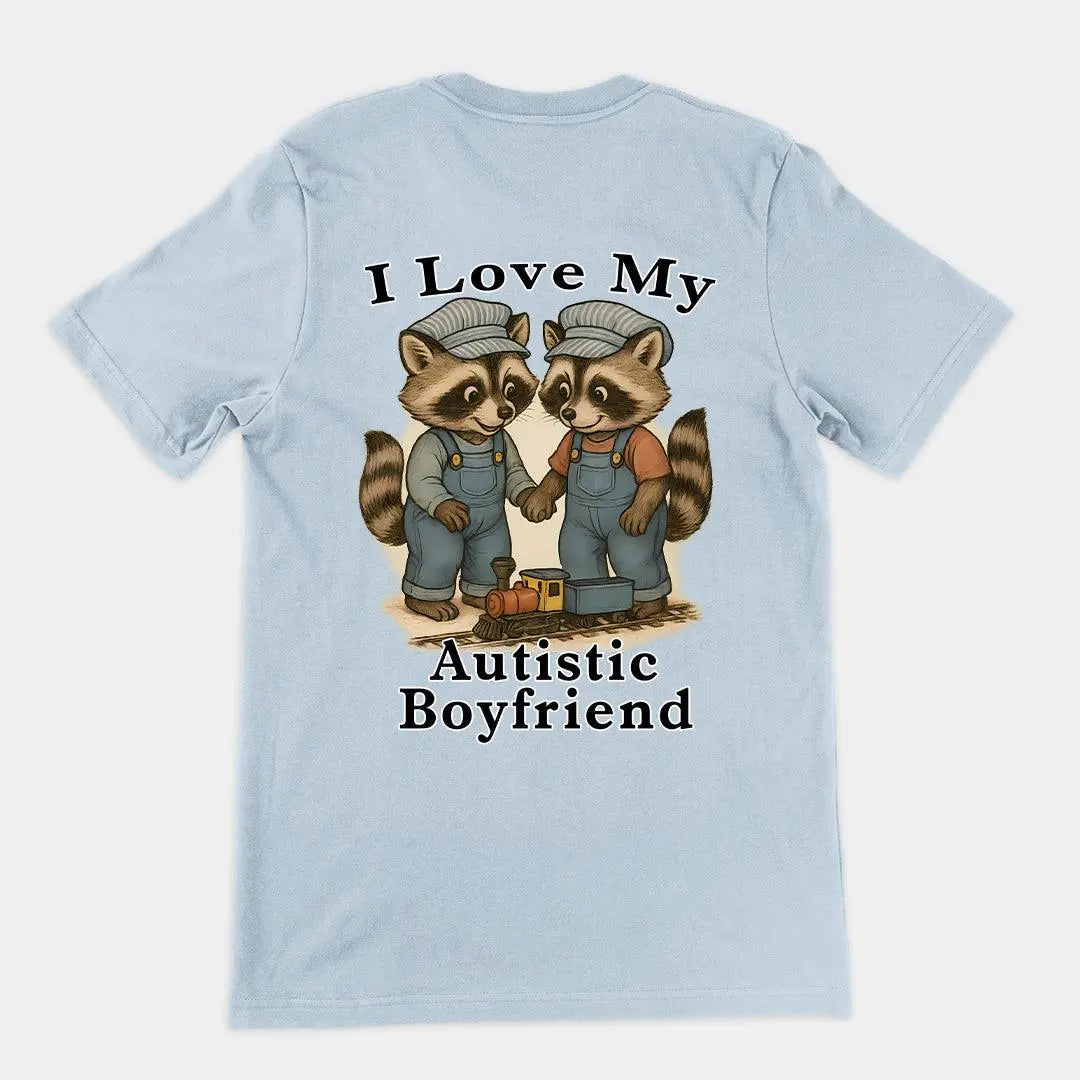 I Love my Autistic Boyfriend T-Shirt (backprint) - Orbital Clothing