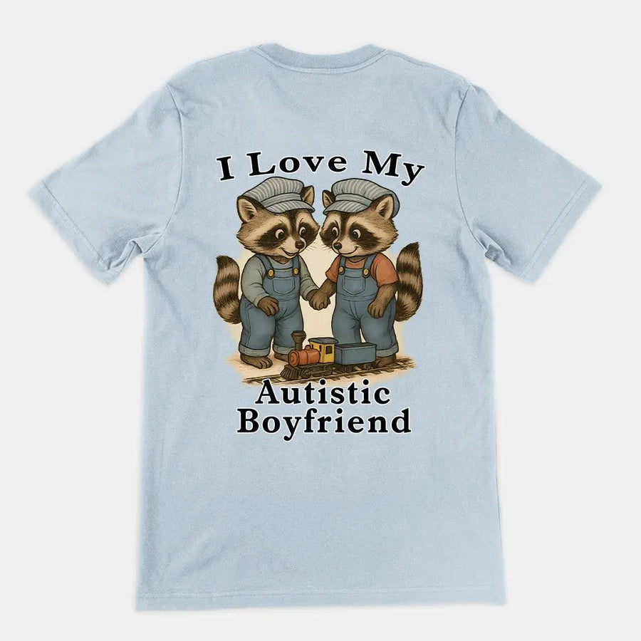 I Love my Autistic Boyfriend T-Shirt (backprint) - Orbital Clothing
