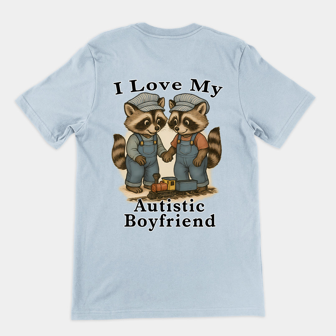 I Love my Autistic Boyfriend T-Shirt (backprint)
