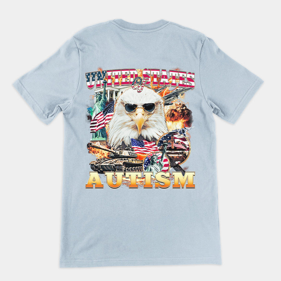 United States of Autism T-Shirt (backprint) Orbital Clothing