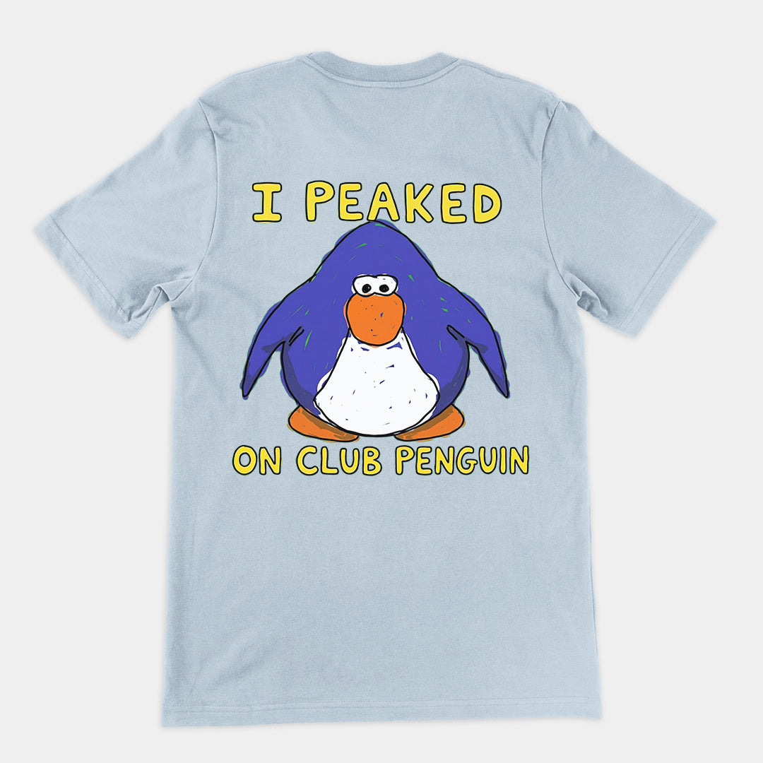 I Peaked on Club Penguin T-Shirt (backprint) Orbital Clothing