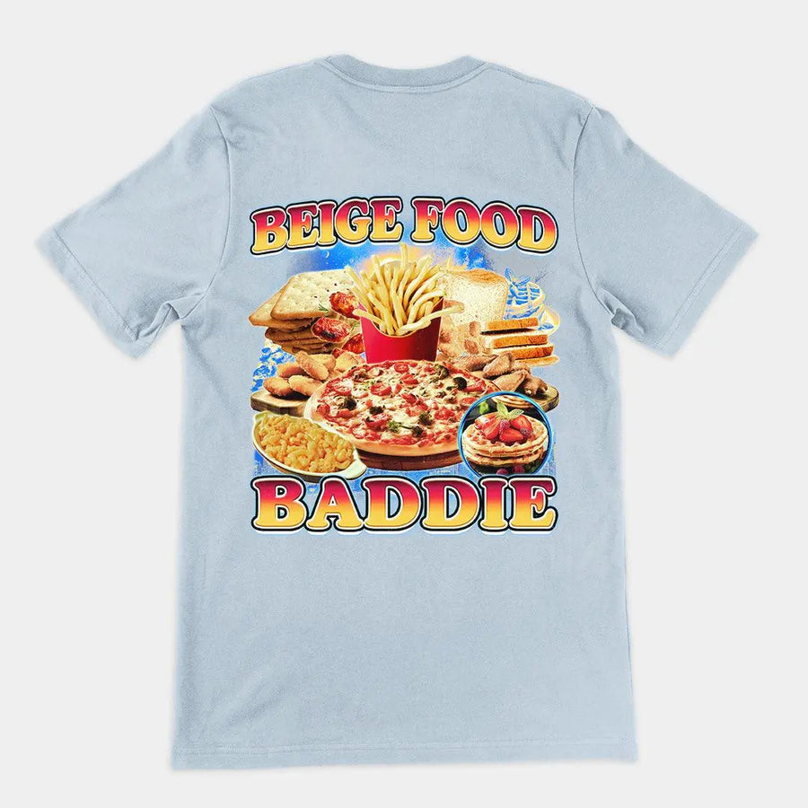 Beige Food Baddie T-Shirt (backprint) - Orbital Clothing