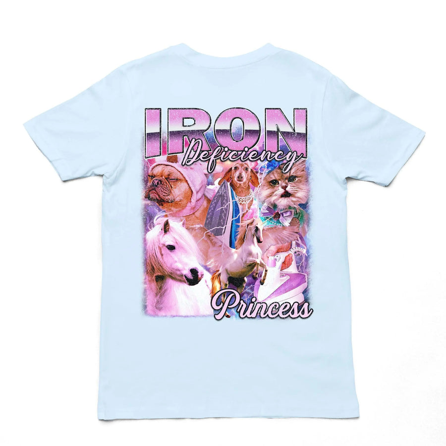 Iron Deficiency Princess Vintage Style T-Shirt (backprint) - Orbital Clothing