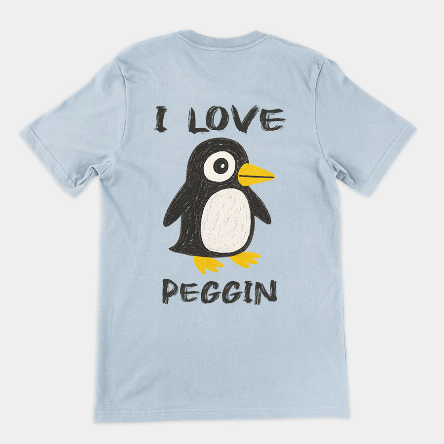 I love Pegging (Penguin) T-Shirt (backprint) Orbital Clothing