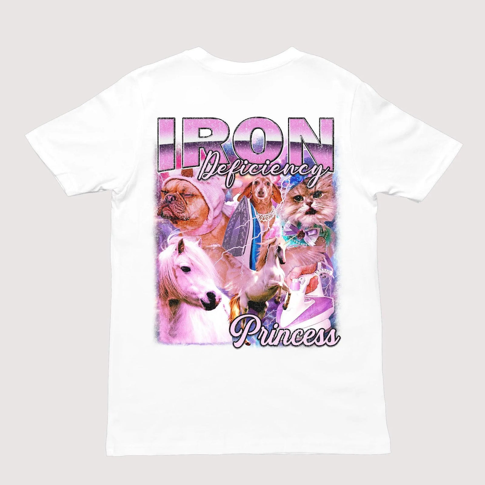 Iron Deficiency Princess Vintage Style T-Shirt (backprint) - Orbital Clothing