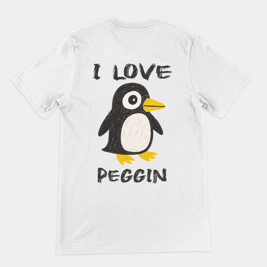 I love Pegging (Penguin) T-Shirt (backprint) Orbital Clothing