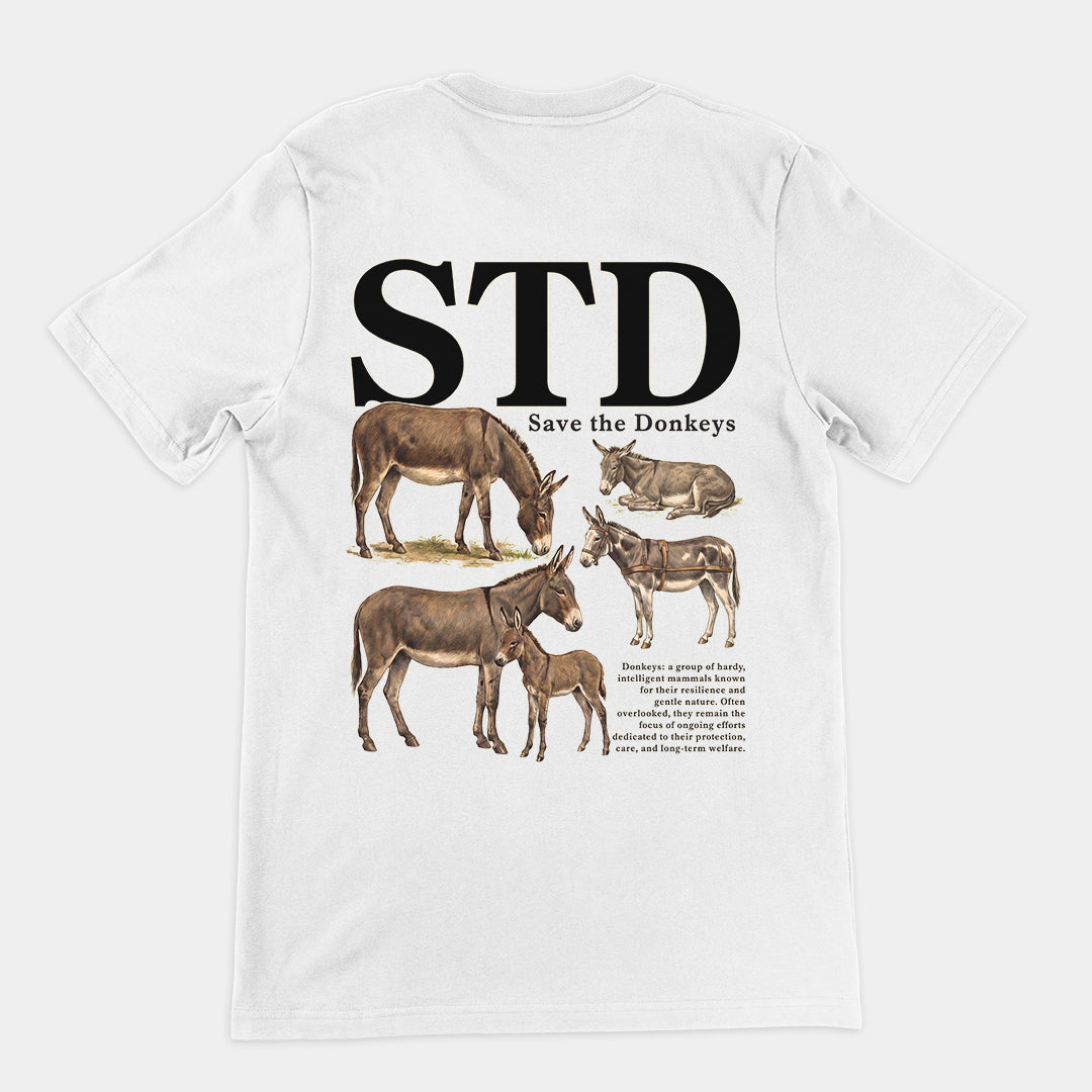 STD (save the donkeys) T-Shirt (backprint) Orbital Clothing