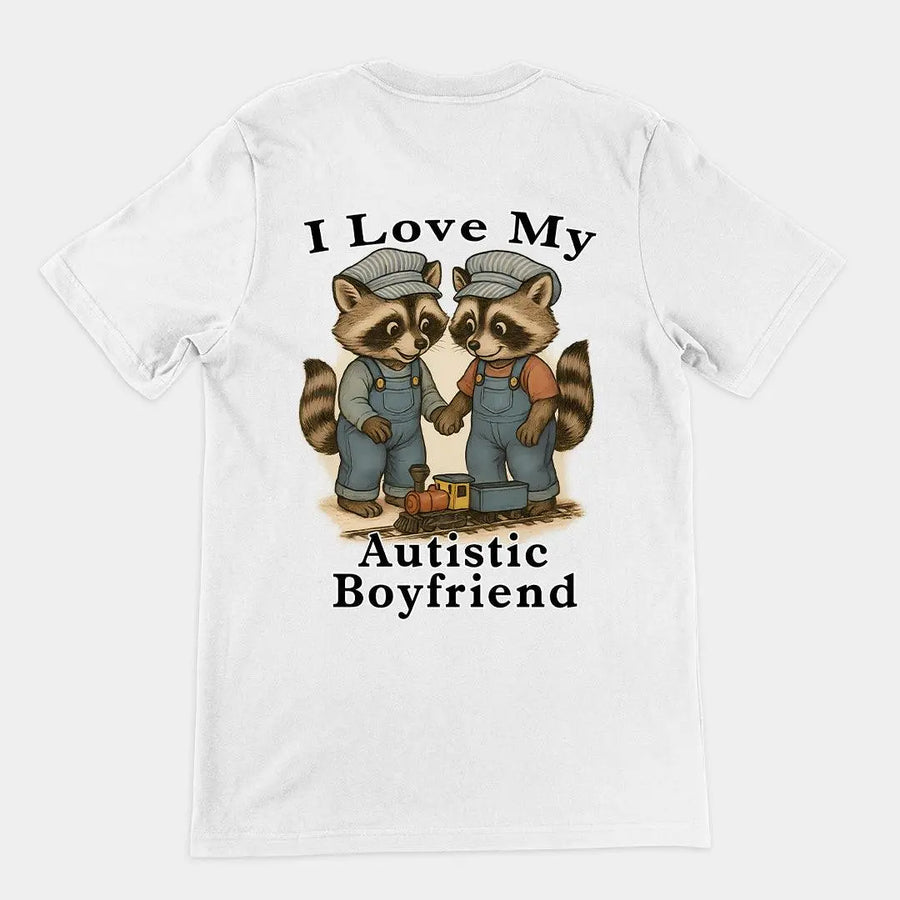 I Love my Autistic Boyfriend T-Shirt (backprint) - Orbital Clothing