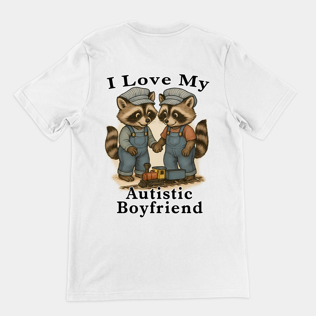 I Love my Autistic Boyfriend T-Shirt (backprint)