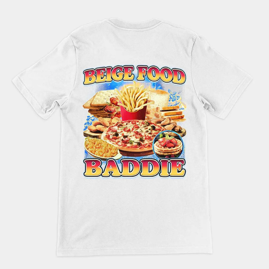 Beige Food Baddie T-Shirt (backprint) - Orbital Clothing